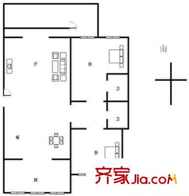 京东小区D区 3室 户型图