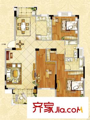 東方海德堡戶型圖三期“溪谷洋房”HA4戶型 3室2廳2衛(wèi)1廚