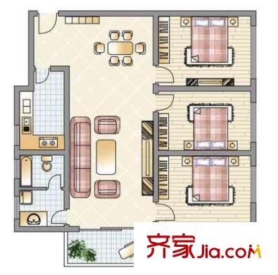 京东小区F区 3室 户型图