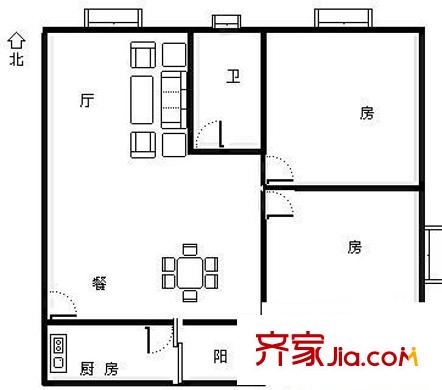 爵士館 2室 戶型圖
