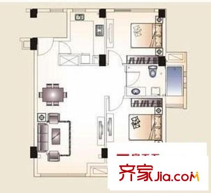 洪鋼吉都居住小區(qū)戶型圖洪鋼吉都居小區(qū) 2室 戶型圖 2室2廳1衛(wèi)1廚