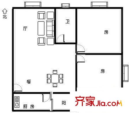 爵士館 1室 戶型圖