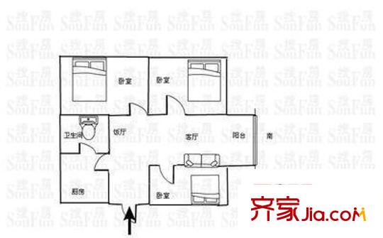 洪鋼吉都居住小區(qū)戶型圖洪鋼吉都居小區(qū) 2室 戶型圖 2室2廳1衛(wèi)1廚