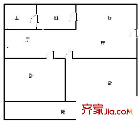 东华苑小区 2室 户型图