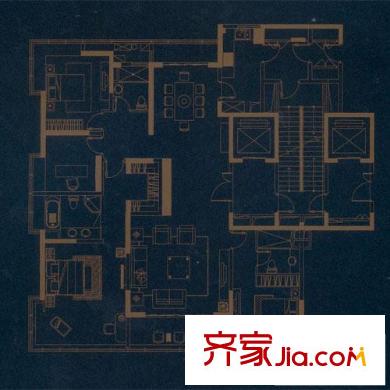 綠地中央廣場戶型圖精裝豪宅海珀蘭庭 4室2廳3衛(wèi)1廚