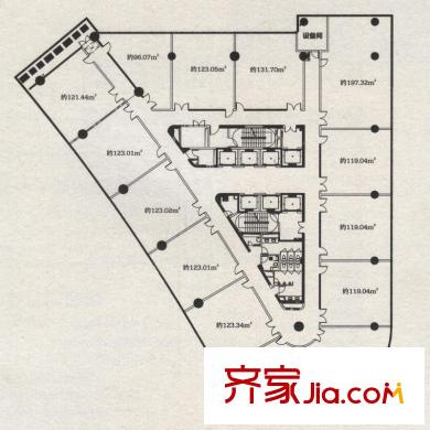 綠地中央廣場戶型圖元?jiǎng)?chuàng)國際寫字樓3-18層平面戶型圖 