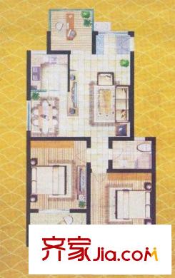 康城户型图3房2厅1卫1厨 3室2厅1卫1厨