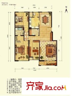保利國(guó)際高爾夫花園 3室 戶型圖