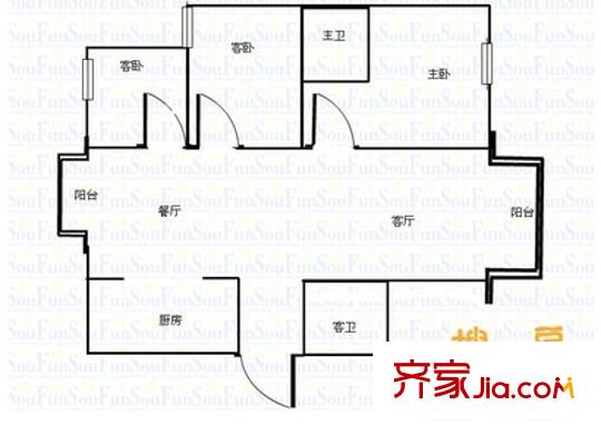 保利國際高爾夫花園 4室 戶型圖