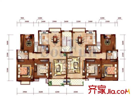 中大青山湖花园户型图E8-1&E8-2 已售完 3室2厅2卫1厨