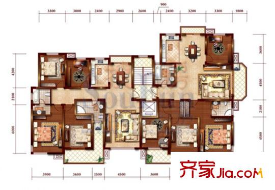 中大青山湖花园户型图E5-1&E5-2 已售完 4室2厅2卫1厨