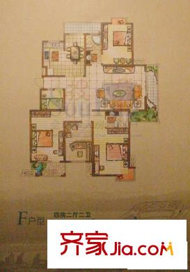 凯美怡和花园户型图F户型 4室2厅2卫1厨