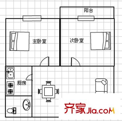 湖东家园 2室 户型图