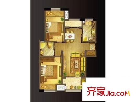 御锦城 2室 户型图