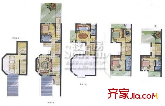 天賜良園戶型圖 高層 F戶型 天成  4室2廳4衛(wèi)1廚