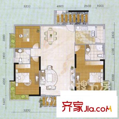 商城世紀(jì)村戶型圖C5戶型（三期） 3室2廳2衛(wèi)1廚
