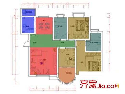 御锦城 3室 户型图