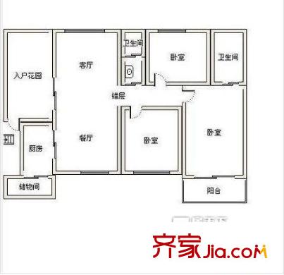 恒茂瑞都新苑 3室 户型图