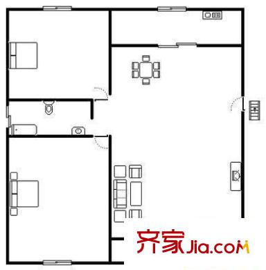 恒茂瑞都新苑 2室 户型图