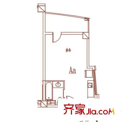世茂天城戶型圖一期10#公寓Aa戶型 1室1廳1衛(wèi)1廚