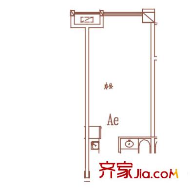世茂天城戶型圖一期10#公寓Ae戶型 1室1廳1衛(wèi)1廚