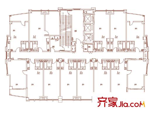 世茂天城戶型圖一期10#公寓樓層平面戶型 1室1廳1衛(wèi)1廚