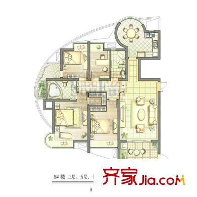 恒茂国际都会户型图A-1户型 4室2厅2卫1厨