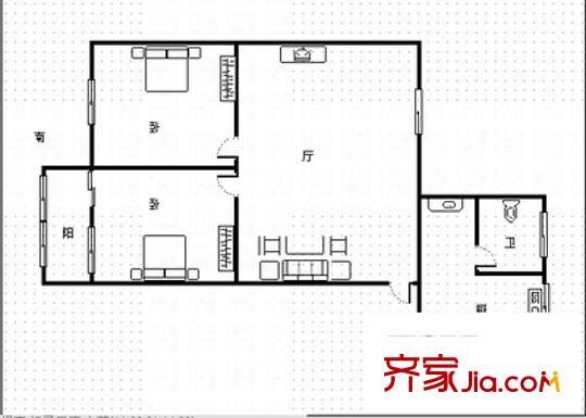 铁路九村 2室 户型图