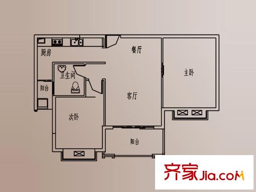 豐源淳和二期5號(hào)樓中間戶型 2室2廳1衛(wèi)1廚