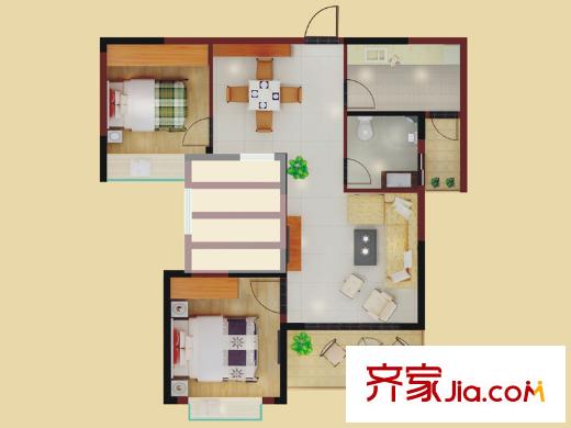 豐源淳和二期11#12#13#14# 高層中間戶型 2室2廳1衛(wèi)1廚
