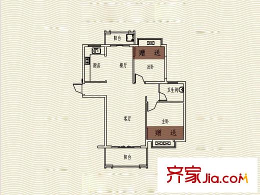 豐源淳和二期5號(hào)樓東端戶型 2室2廳1衛(wèi)1廚