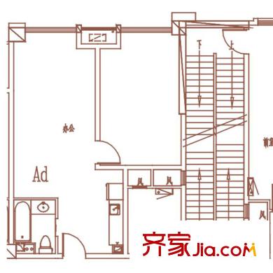 世茂天城戶型圖一期10#公寓Ad戶型 1室1廳1衛(wèi)1廚