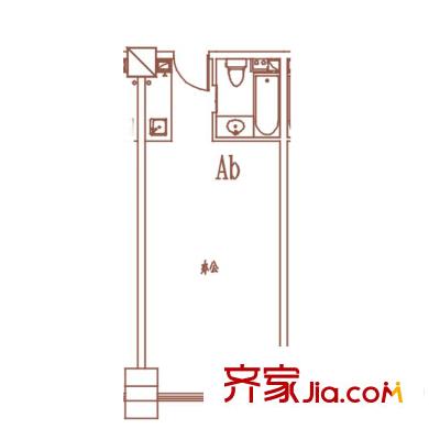 世茂天城戶型圖一期10#公寓Ab戶型 1室1廳1衛(wèi)1廚