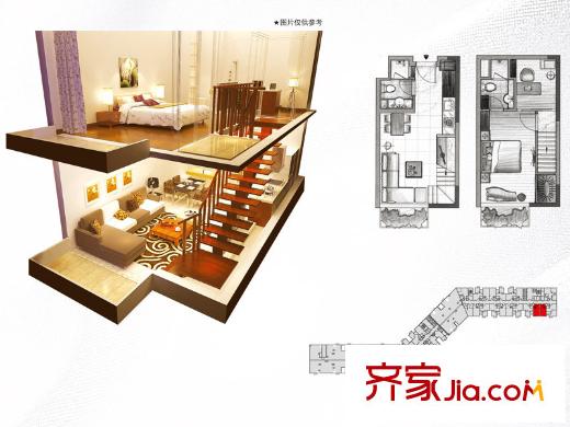 聯(lián)發(fā)廣場戶型圖公寓D1戶型（售完） 2室1廳2衛(wèi)1廚