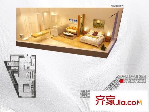 聯(lián)發(fā)廣場戶型圖公寓A2戶型（售完） 1室1衛(wèi)