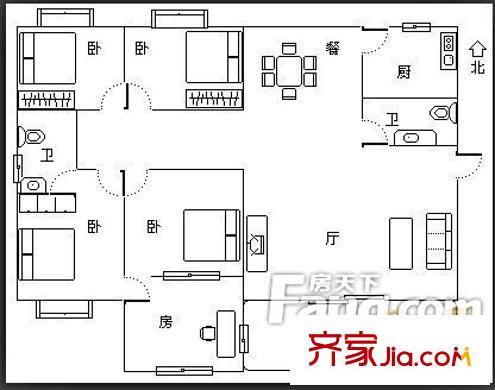 铁路九村 四居室户型图