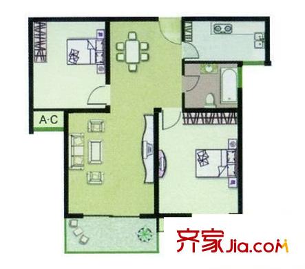 铁路九村 2室 户型图