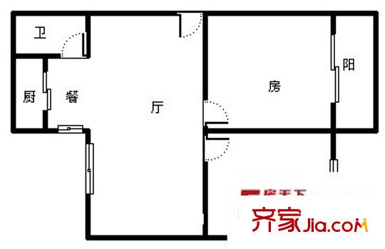 青山湖小区 2室 户型图