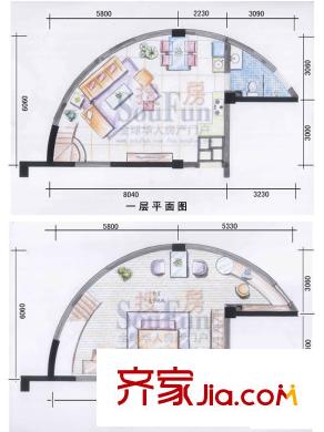 江信國(guó)際花園戶型圖靈象 1室2廳1衛(wèi)1廚