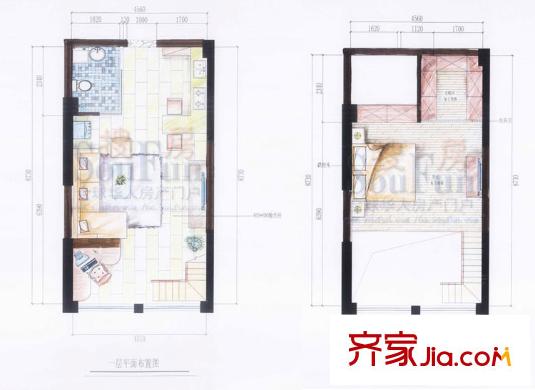 江信國(guó)際花園戶型圖尚地 1室2廳1衛(wèi)1廚