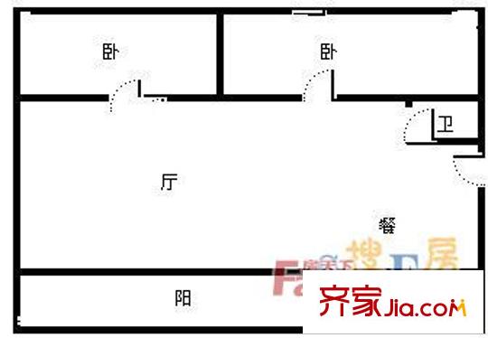 龍江花園 2室 戶型圖