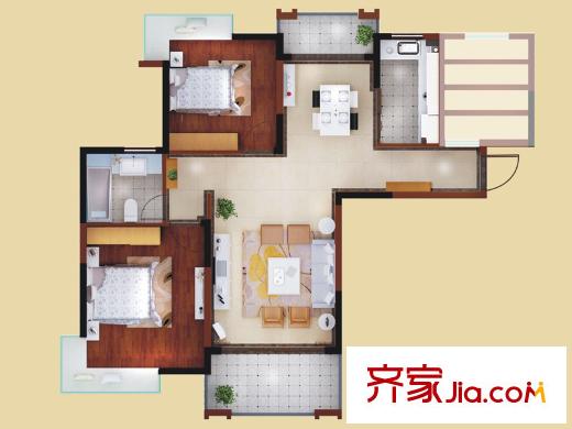 豐源淳和二期11#12#13#14# 高層西端戶型 2室2廳1衛(wèi)1廚