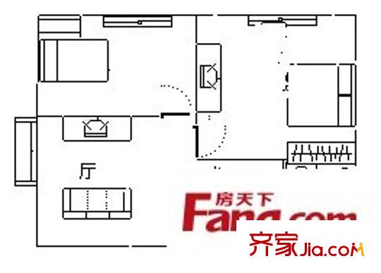 青山湖小区 2室 户型图