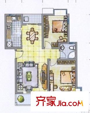 青山湖小区 2室 户型图