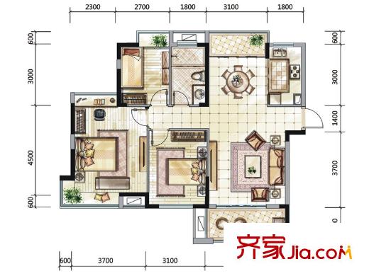 國貿(mào)天琴灣戶型圖一期高層19號樓、20號樓標(biāo)準(zhǔn)層C2戶型 3室2廳1衛(wèi)1廚