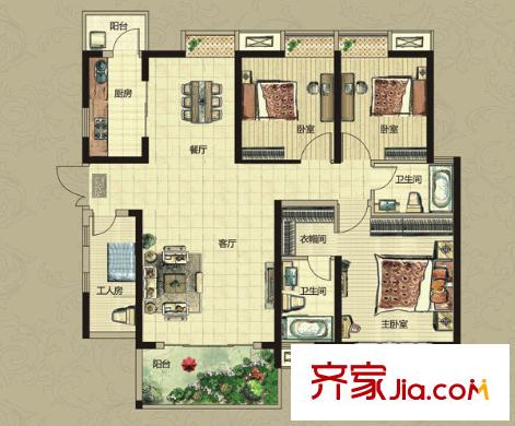 華南城 3室 戶型圖