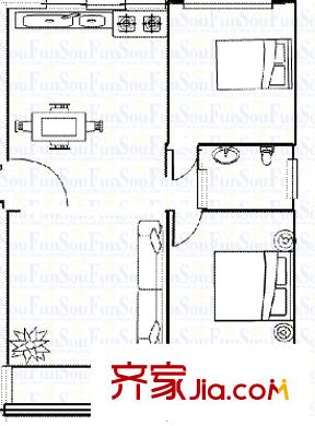 青春家园 2室 户型图