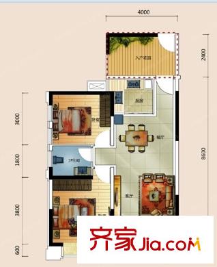 陽光嘉苑 2室 戶型圖