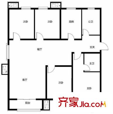陽光嘉苑 4室 戶型圖