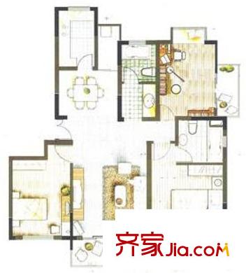 中凱藍(lán)域戶型圖二期小高層L2戶型 3室2廳2衛(wèi)1廚